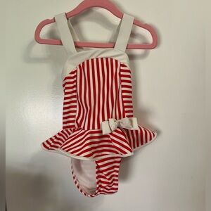 Red and white one piece swimsuit